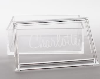 Personalized Jewelry Box - Monogrammed Acrylic Trinket Box - Engraved Acrylic Box - Personalised Etched Acrylic Box- Great Graduation Gift