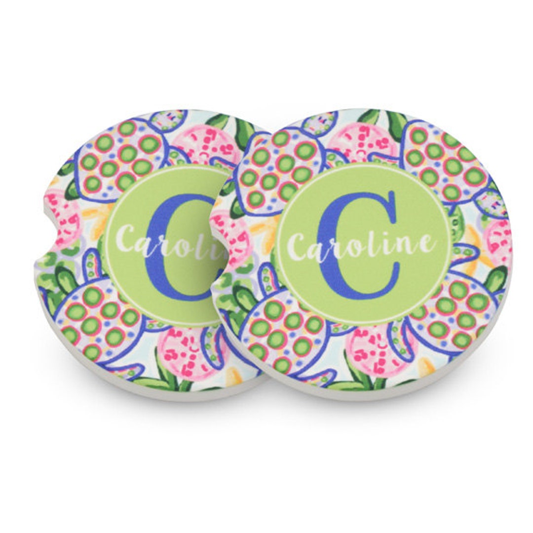 Car Coaster Set Monogram Car Coasters Preppy Car Coasters Personalized