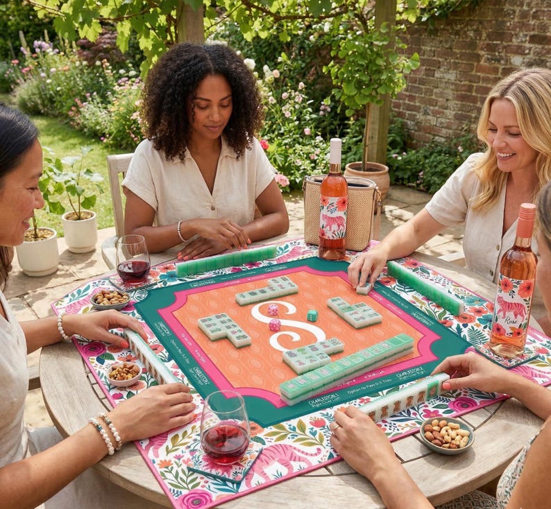 Personalized Tiger Mahjong Mat (Pink & Orange)