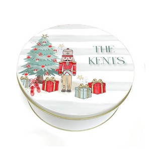 Personalized Nutcracker Christmas Cookie Tin: Custom Baking Gift