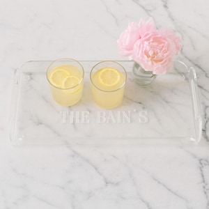 Personalized Acrylic Serving Tray – Engraved Bar Tray - Monogram Gift