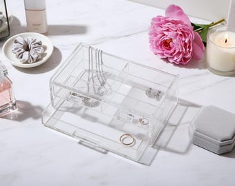 Personalized Acrylic Jewelry Box – Custom Monogram Engraved Storage