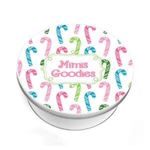 Personalized Candy Canes Biscuit Tin - Christmas Cookie Tin - Custom Cookie Tin - Personalize Cookie Tin - Christmas Gift