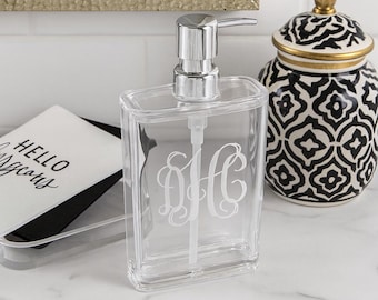 Acrylic Soap Dispenser: Monogram Lucite Lotion Dispenser