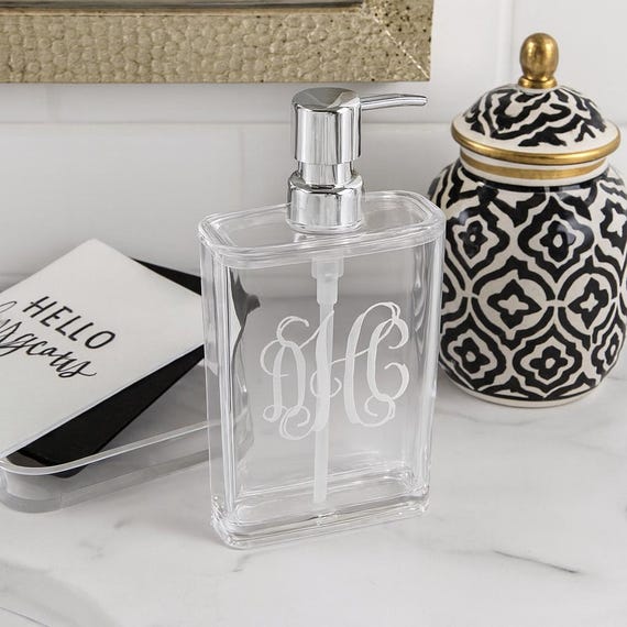 Acrylic Soap Dispenser: Monogram Lucite Lotion Dispenser