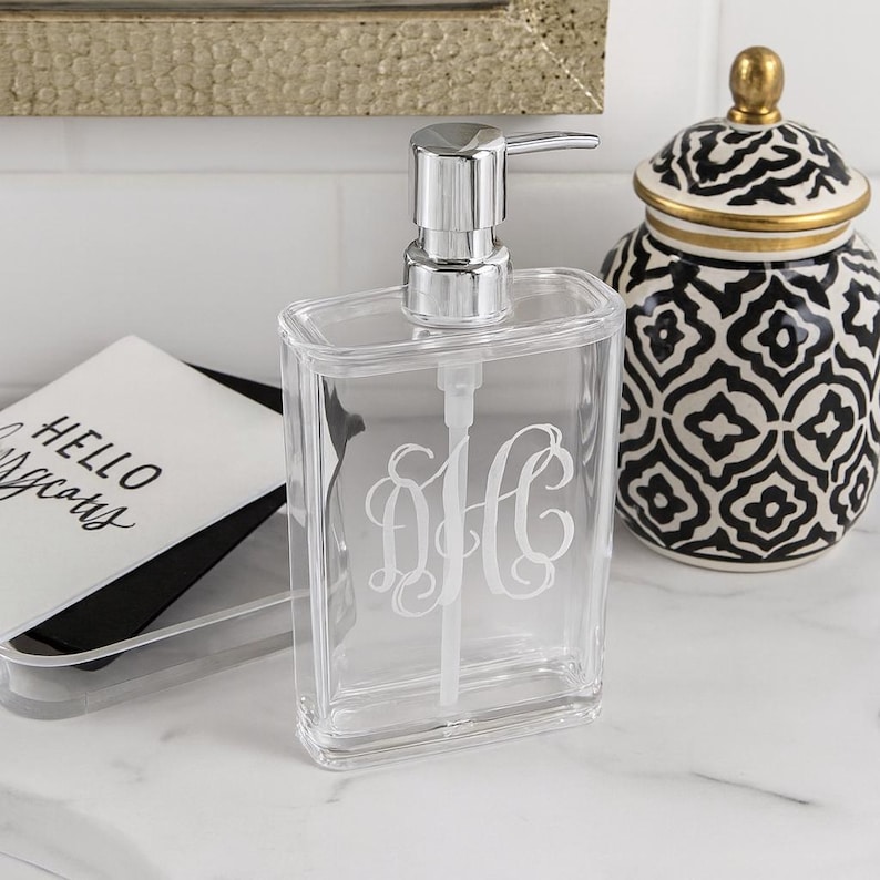 Acrylic Soap Dispenser: Monogram Lucite Lotion Dispenser image 1