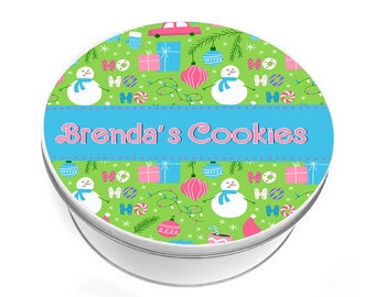 Personalized Ho Ho Ho Christmas Biscuit Tin - Christmas Cookie Tin - Custom Cookie Tin - Personalize Cookie Tin - Christmas Gift