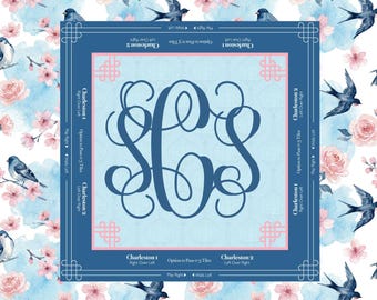 Bluebird Custom Monogram Mahjong Mat | Neoprene Game Surface