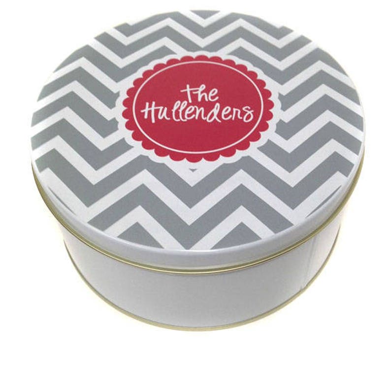 Cookie Tin Personalized Biscut Tin Personalized Custom Cookie Tin Decorative Tin Baked Goods Container Personalised Round Tin image 6