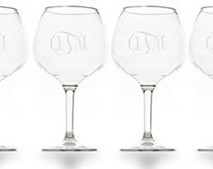 Engraved Wine Glass Set - Acrylic Wine Glasses - Monogram Wine Goblets - Engraved - Custom Wedding Gifts -Shatterproof Red Wine Glass Set