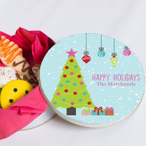 Christmas Tin for Cookies - Personalized Christmas Tin - Christmas Candy Container - Baked Goods - Colorful Christmas Tin