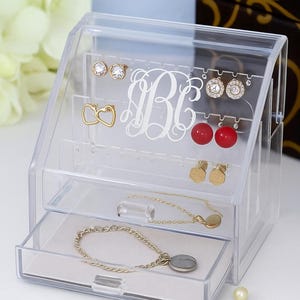 Custom Monogram Acrylic Earring Box – Personalized Jewelry Organizer