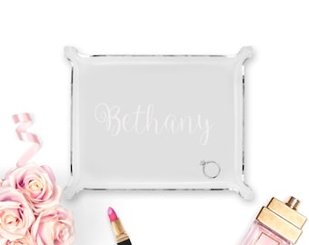 Personalized Engraved Acrylic Tray for Bridesmaids & Graduates - Monogram Vanity Tray - Hostess Gift - Custom Wedding Gift - Lucite