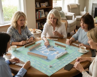 Mahjong Mat  - Personalized Monogram Neoprene Rubber Backed Table Pad - Mahj Game Table Cover -  Made in USA