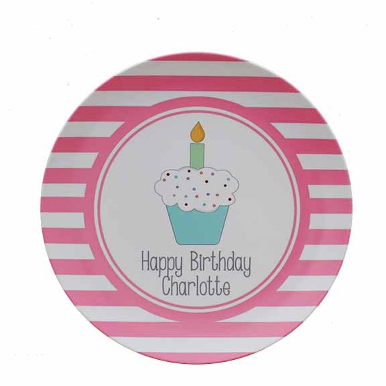 Personalized Birthday Plates Cupcake Plates with Name Thermosaf Plate image 4