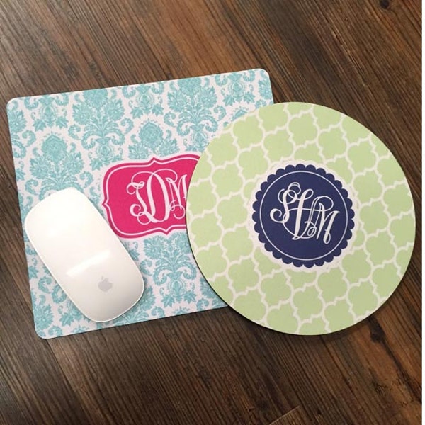 Monogram Mousepads - Personalized Mouspad Custom Designs Monogram Gifts by Mad For Monograms