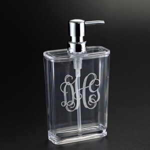 Acrylic Soap Dispenser: Monogram Lucite Lotion Dispenser image 3
