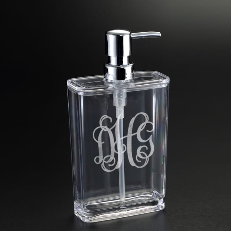 Acrylic Soap Dispenser: Monogram Lucite Lotion Dispenser image 3