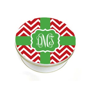 Tins for Cookies - Red and Green Christmas Tin - Baked Goods Tin - Biscuit Tin - Personalized Cookie Tin - Decorative Tin - Red Present Tin