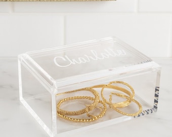 Custom Monogram Acrylic Jewelry Box | Personalized Vanity Organizer