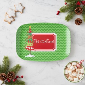 Personalized Christmas Serving Platter – Whimsical Tree Design