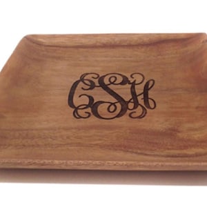 Monogram Wood Plate - Personalized Wood Tray - Wood Serving Tray Custom - Personalized Acacia Wood - Engraved Tray - Item #W0061E