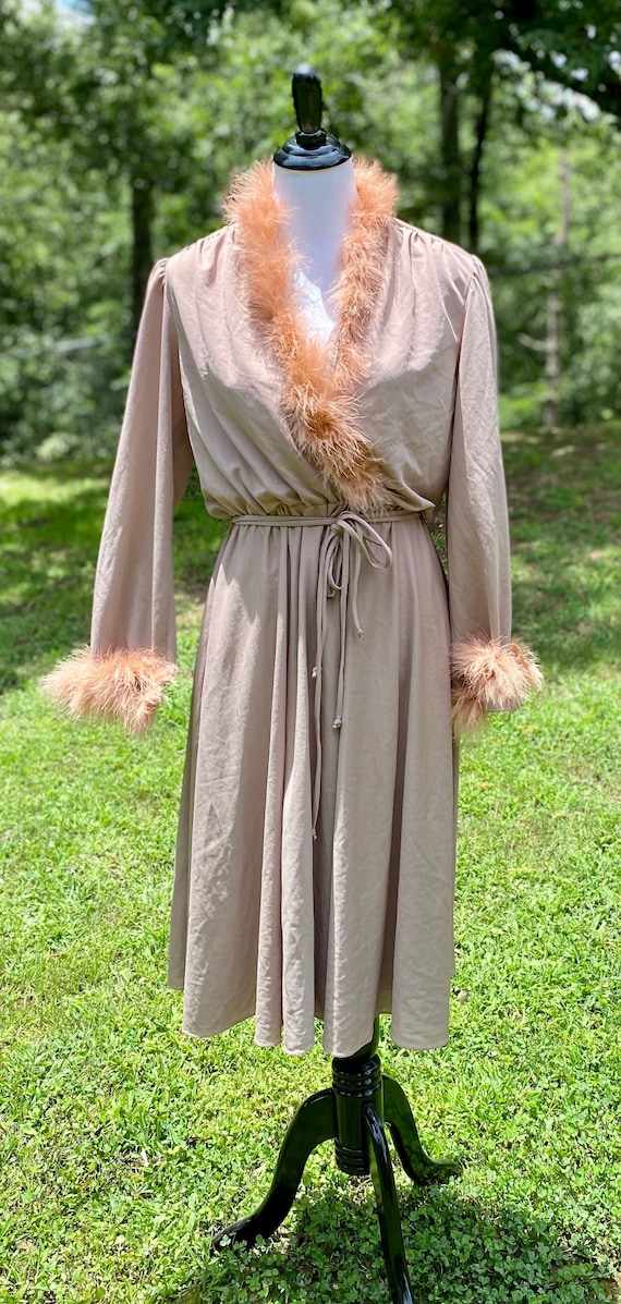 Vintage ILGWU Marabou trimmed dress