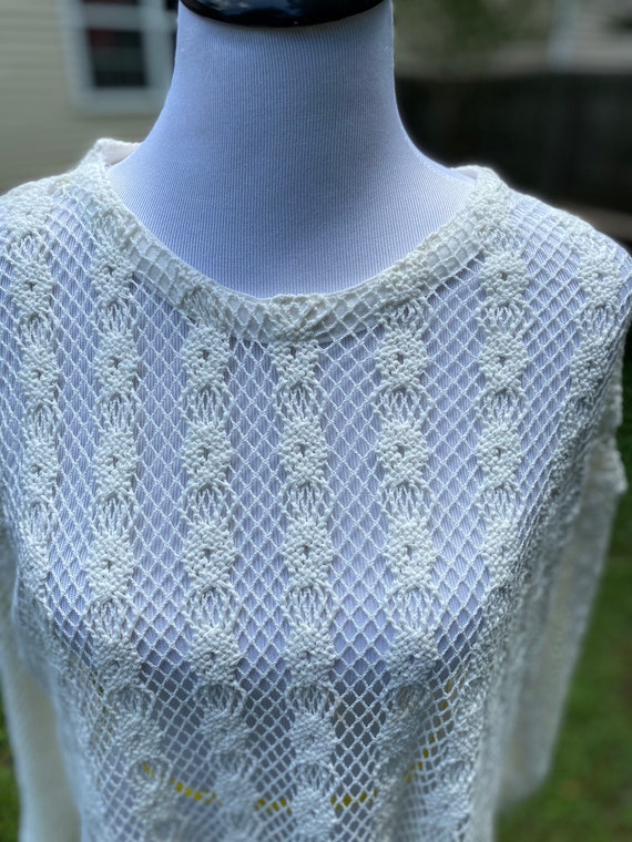 Vintage Jordache Cream crochet knit top - image 2