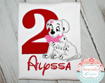 101 Dalmations Birthday shirt, 101 Dalmations Applique shirt, 101 Dalmation Birthday, Disney birthday, Embroidered Dalmation Puppy Shirt