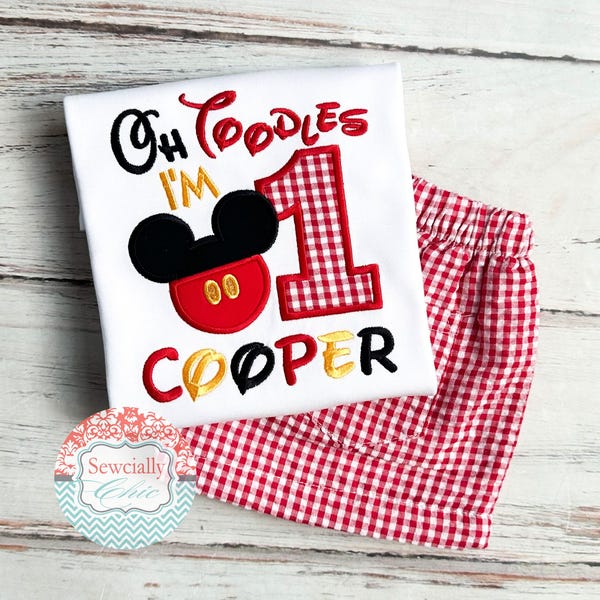 Tenue d'anniversaire Mickey, anniversaire Mickey pour garçon, premier anniversaire pour garçon, tenue pour premier anniversaire Disney, Mickey Mouse avec trois, chemise Mickey Mouse