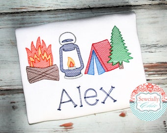 Camping Tee, Boys Camping shirt, Boys Camping Trio shirt, Sketch Camping shirt for Boys, Camping Trip Tee, Happy Camper Shirt