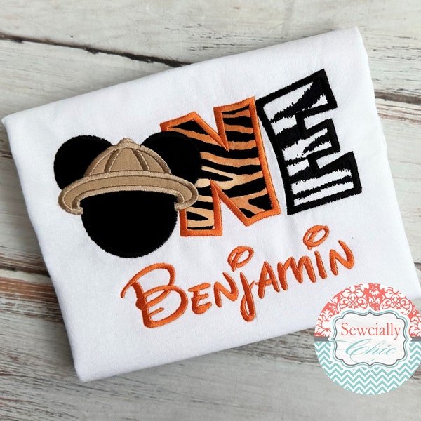 Chemise brodée premier anniversaire Safari Mouse, UN Mickey, premier anniversaire Disney, Minnie Mouse Safari, Mickey Safari DEUX, Animal Kingdom