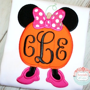Minnie Pumpkin shirt, Minnie Mouse Applique shirt, Minnie Mouse Halloween, Mickey's Not So Scary, Embroidered Minnie Halloween Shirt image 1