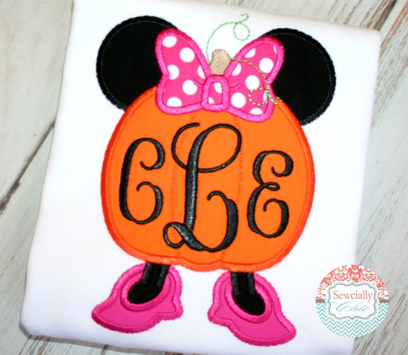 Minnie Pumpkin shirt, Minnie Mouse Applique shirt, Minnie Mouse Halloween, Mickey's Not So Scary, Embroidered Minnie Halloween Shirt image 1