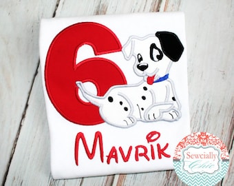 101 Dalmations Birthday shirt, 101 Dalmations Applique shirt, 101 Dalmation Birthday, Disney birthday, Embroidered Dalmation Puppy Shirt