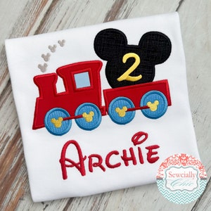 Embroidered Mickey Train Tee, Boys Disney Tee, Mickey Mouse Clubhouse, Mickey Mouse train, Disney Train Embroidered T-shirt for toddler