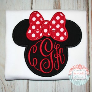 Embroidered Minnie Mouse Applique shirt, Disney tee, Monogram Disney tee, Child&#39;s disney shirt, Monogram Minnie Mouse tee