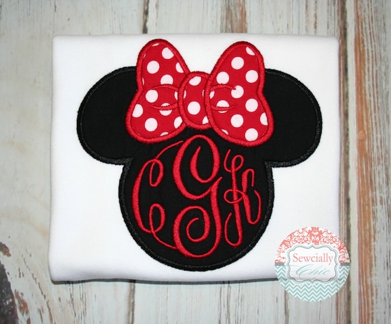Embroidered Minnie Mouse Applique shirt, Disney tee, Monogram Disney tee, Child's disney shirt, Monogram Minnie Mouse tee