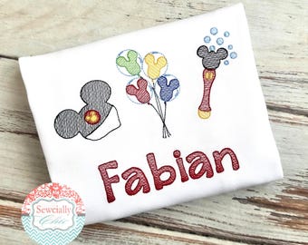 Embroidered Disney Souvenirs Shirt,  Boys Disney outfit, Disneyland shirt, Disney World Shirt, Disney souvenirs tee, Disney bubble wand tee