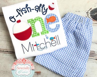 Embroidered First Birthday Fishing Outfit, Officially ONE, O-Fish-ally One, Fishing birthday, Toddler birthday tee, Fishing first birthday