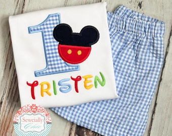 Mickey Birthday Outfit, Boys Mickey Birthday, Boys first birthday, Disney first birthday outfit, Mickey Mouse with Three, Mickey Mouse Shirt