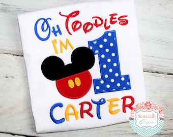 I'm One Toodles Applique Mickey shirt, Mickey First Birthday Shirt, Mickey Birthday,  Mickey Mouse Clubhouse, Mickey mouse Disney