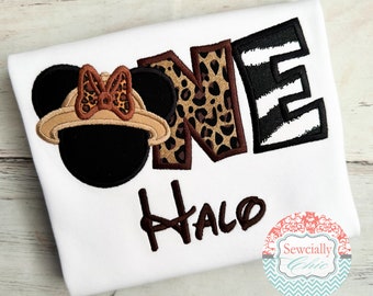 Embroidered Minnie Safari First Birthday Shirt, ONE Minnie,  Disney first birthday, Minnie Mouse Safari, Minnie Safari TWO, Animal Kingdom