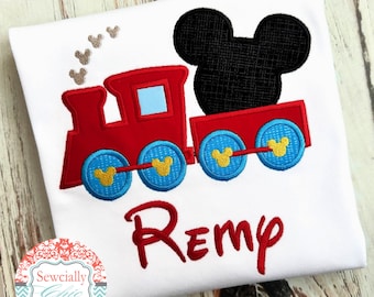 Embroidered Mickey Train Tee, Boys Disney Tee, Mickey Mouse Clubhouse, Mickey Mouse train, Disney Train Embroidered T-shirt for toddler