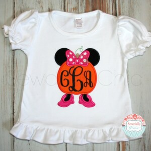 Minnie Pumpkin shirt, Minnie Mouse Applique shirt, Minnie Mouse Halloween, Mickey's Not So Scary, Embroidered Minnie Halloween Shirt image 2