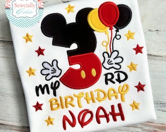 Mickey Mouse Birthday Shirt, Embroidered Mickey shirt, First Birthday Mickey Shirt, Disneyland shirt, Disney World Shirt. Boys Disney