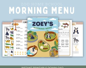 Feuilles de travail imprimables Wilderness Morning Menu pour l'école à la maison : fiches d'exercices pour le programme d'études à domicile, parfaites pour la maternelle, l'école maternelle préscolaire, les savoirs traditionnels