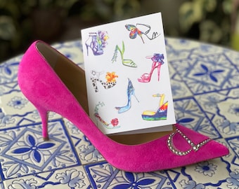 Fashion art notecards Unique gift idea Stationary lover present Watercolor shoe painting Blank stationary set Fashion illustration