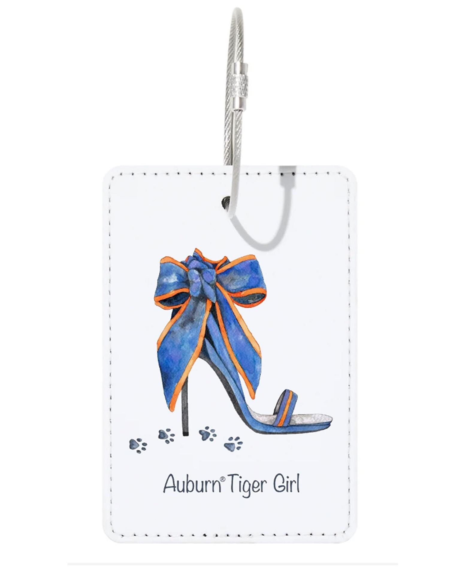 Auburn luggage tag, Best grad gift for her, Watercolor shoe painting, Licensed university art design, Tiger travel suitcase ID