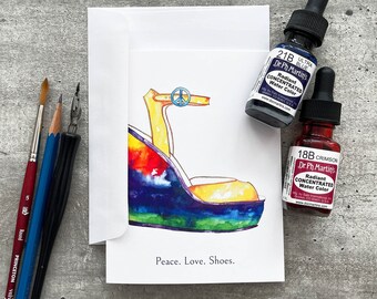 Fashion art notecards Unique gift idea Stationary lover present Watercolor shoe painting Blank note card set Fashion illustration